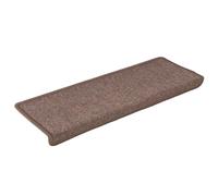 vidaXL Alfombras de Peldaños de Escalera 15 uds, Alfombrilla Antideslizante, Protector de Escalera, Alfombra Adhesiva, Tela Marrón 65x21x4 cm