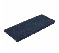 vidaXL Alfombrilla Autoadhesiva de Escalera 15 uds, Alfombra Antideslizante, Protector Amortiguación de Peldaño, Tela Azul 65x24,5x3,5 cm