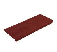 vidaXL Alfombrilla Autoadhesiva de Escalera 15 uds, Alfombra Antideslizante, Protector Amortiguación de Peldaño, Tela Rojo 65x24,5x3,5 cm
