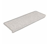 vidaXL Alfombrilla Autoadhesiva de Escalera 15 uds, Alfombrilla con Aspecto de Sisal, Protector Antideslizante de Peldaño, Tela Platina 65x21x4 cm