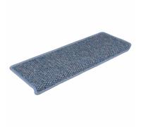 vidaXL Alfombrilla Autoadhesiva de Escalera 15 uds, Alfombrilla con Aspecto de Sisal, Protector Antideslizante de Peldaño, Tela Azul 65x21x4 cm
