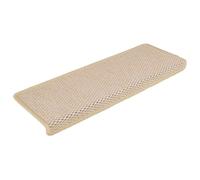 vidaXL Alfombrilla Autoadhesiva de Escalera 15 uds, Alfombrilla con Aspecto de Sisal, Protector Antideslizante de Peldaño, Tela Crema 65x21x4 cm