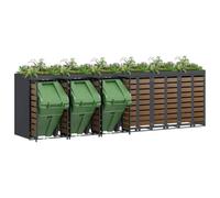 vidaXL Almacenamiento de Cubos Wheelie para 3 Cubos Antracita, Jardín y terraza, solución Moderna, contenedor ventilado, Organizador Exterior, Elegante cercado, cobertizo ahorrador de Espacio