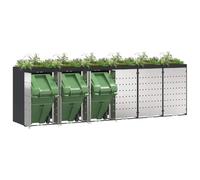 vidaXL Almacenamiento de Cubos Wheelie para 3 Cubos Antracita, Jardín y terraza, solución Moderna, contenedor ventilado, Organizador Exterior, Elegante cercado, cobertizo ahorrador de Espacio