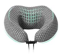 vidaXL Almohada con Almohada Ajustable Gris 30 x 28 x 14 cm Poliéster, Almohada de Viaje cómoda, Soporte ergonómico para el Cuello, Material Que Respira, Fundas Removibles, cojín para Relajarse