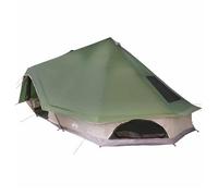 vidaXL Amplia tienda Tipi en forma de cono verde para camping, poliéster impermeable, fácil instalación, se adapta hasta 10 personas, duradera y transpirable, uso al aire libre, familiar, portátil