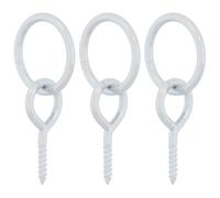 vidaXL Anillas para Atar Caballos con Tornillos de Ojo 3 uds Acero Plateado, aro de Enganche de Caballo, Anillos de Enganche, Perno de argolla con argolla