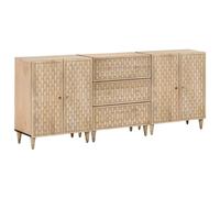 vidaXL Aparador 2 pzas, Muebles Auxiliares con Almacenamiento, Armarios Consolas, Cajoneras para Salón Hogar, Madera Maciza de Mango