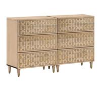 vidaXL Aparador 2 pzas, Muebles Auxiliares con Almacenamiento, Armarios Consolas, Cajoneras para Salón Hogar, Madera Maciza de Mango