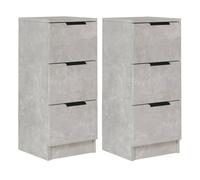 Vidaxl aparador 2 uds madera contrachapada gris hormigón 30x30x70 cm