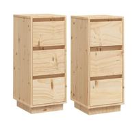 Vidaxl aparador 2 uds madera maciza de pino 32x34x75 cm
