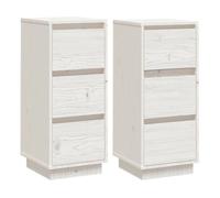 Vidaxl aparador 2 uds madera maciza de pino blanco 32x34x75 cm