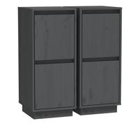 Vidaxl aparador 2 uds madera maciza de pino gris 31,5x34x75 cm
