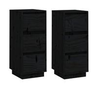 Vidaxl aparador 2 uds madera maciza de pino negro 32x34x75 cm
