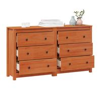 vidaXL Aparador 2 uds. Marrón Cera 140 x 35 x 80 cm Pino Macizo