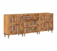 vidaXL Aparador 3 uds. 60 x 33,5 x 75 cm Madera de Mango Maciza