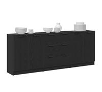 vidaXL Aparador 3 uds. Roble Negro 180 x 30 x 70 cm | Tienes un montón de espacio para tus cosas, Look chévere con líneas suaves, Hecho de madera ingenierizada para que dure