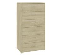 Vidaxl aparador 6 cajones contrachapada color roble sonoma 50x34x96 cm
