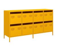 vidaXL Aparador Acero Laminado en frío Amarillo Mostaza 135x39x73,5 cm, Armario de almacenaje, Mueble aparador, Armario de almacenaje de Cocina