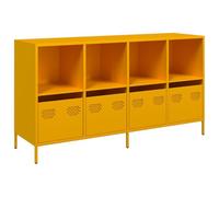vidaXL Aparador Acero Laminado en frío Amarillo Mostaza 135x39x73,5 cm, Armario de almacenaje, Mueble aparador, Armario de almacenaje de Cocina