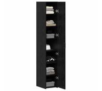 vidaXL Alacena Negra de Roble 30x42.5 x 185cm - Madera Ingenierizada, Armario de Almacenamiento Independiente, Estilo Moderno para Comedor | con Dos Puertas, Buffet Rústico, Espacioso y Elegante para