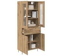 vidaXL Aparador Alto 2 pcs Roble Artesanal Madera de ingeniería, Armario Alto para Sala, Moderno con Panel de Vidrio, Madera, diseño Minimalista, Ideal para Ahorrar Espacio