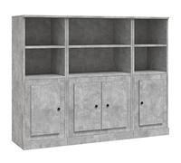 vidaXL Aparador Alto 3 Piezas Madera contrachapada Gris hormigón