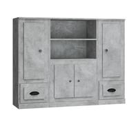 Vidaxl aparador alto 3 piezas madera contrachapada gris hormigón