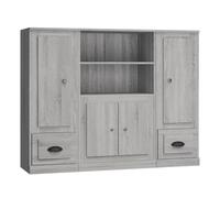 Vidaxl aparador alto 3 piezas madera contrachapada gris sonoma