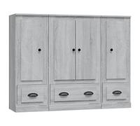 vidaXL Aparador Alto 3 Piezas Madera contrachapada Gris Sonoma