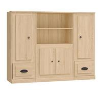 vidaXL Aparador Alto 3 Piezas Madera contrachapada Roble Sonoma