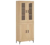 vidaXL Aparador Alto, Alacena Auxiliar Decorativa con Almacenaje, Armario Consola de Buffet, Mueble para Salón, Madera Contrachapada Color Roble