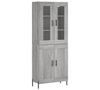 vidaXL Aparador Alto, Alacena Auxiliar Decorativa con Almacenaje, Armario Consola de Buffet, Mueble para Salón, Madera Contrachapada Gris Sonoma