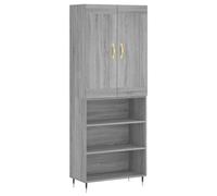 vidaXL Aparador Alto, Alacena con Puertas Estantes, Armario Consola, Aparador Auxiliar para Salón Hogar, Madera Contrachapada Gris Sonoma