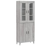 vidaXL Aparador Alto, Alacena Decorativa con Almacenaje, Armario Auxiliar Consola, Mueble para Salón Pasillo, Madera Contrachapada Gris Sonoma