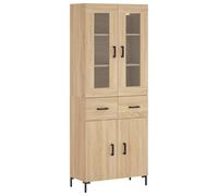 vidaXL Aparador Alto, Armario Auxiliar de Almacenaje, Aparador Cómoda, Mueble Aparador de Salón Oficina, Madera Contrachapada Color Roble