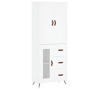 vidaXL Aparador Alto, Armario Auxiliar de Almacenaje, Armario Organizador, Alacena para Dormitorio Salón Oficina, Madera Contrachapada Blanco