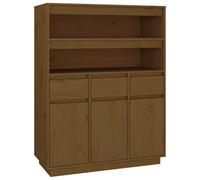 vidaXL Aparador Alto Armario Mueble Cajones Alacena Cómoda Almacenamiento Buffet Salón Sala de Estar Dormitorio Madera Maciza de Pino Marrón Miel