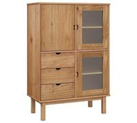 vidaXL Aparador Alto Auxiliar Armario Consola Mueble Almacenamiento Estantería Salón Sala de Estar Casa Decoración de Madera Maciza de Pino