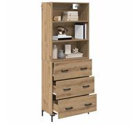 vidaXL Aparador Alto con cajón Roble Artesanal 69,5 x 34 x 180 cm, Almacenamiento para el Comedor, aparador Moderno Rectangular, Unidad Funcional, diseño contemporáneo