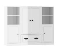 vidaXL Aparador Alto de Madera 3 Piezas contrachapada Blanco Brillo