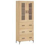 vidaXL Aparador Alto Madera contrachapada Color Roble 69,5x34x180 cm