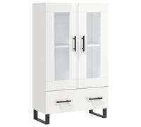 vidaXL Aparador Alto Madera de ingeniería Blanco Brillo 69,5x31x115 cm, alacena, Armario, Armario de almacenaje, aparador, Armario Auxiliar