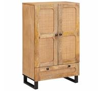 vidaXL Aparador Alto Marrón 40 x 33 x 110 cm Madera de Mango Maciza, Moderno Mueble Alto para Comedor, solución Rectangular de Almacenamiento, Madera de Mango para una organización con Estilo
