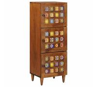 vidaXL Aparador Alto Nogal 40 x 33,5 x 110 cm Madera de Mango Maciza, Mesa Rectangular para Comedor, Moderna, Resistente, Elegante, versátil y Funcional, Ideal para Disfrutar