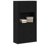 vidaXL Aparador Alto Roble Negro 80 x 33 x 150 cm Madera de ingeniería, Almacenaje para Comedor, aparador Rectangular, Organizador Moderno, Mueble práctico, solución estilosa