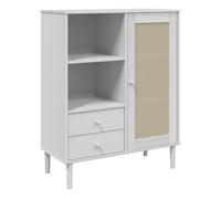 Vidaxl aparador alto senja aspecto de ratán madera blanco 90x40x112 cm