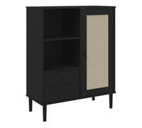 Vidaxl aparador alto senja aspecto de ratán madera negro 90x40x112 cm