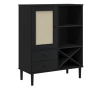 Vidaxl aparador alto senja aspecto de ratán madera negro 90x40x112 cm