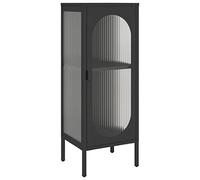 vidaXL Aparador alto de vidrio y acero negro 40x35x105 cm